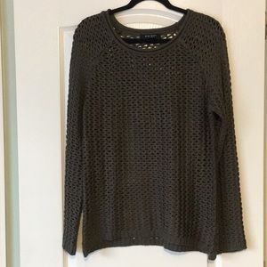 Hunter green crochet style sweater
